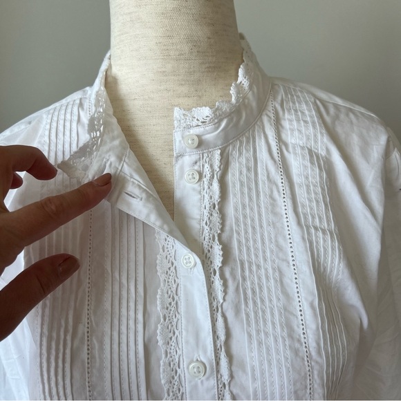 NWT! J. Crew Lace-front button-down poplin shirt - White - Picture 5 of 10